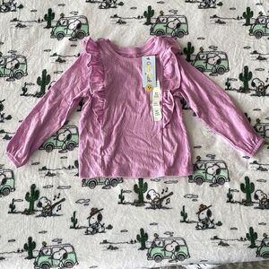 Cat & jack pink purple long sleeve ruffle toddler girls blouse size 5T